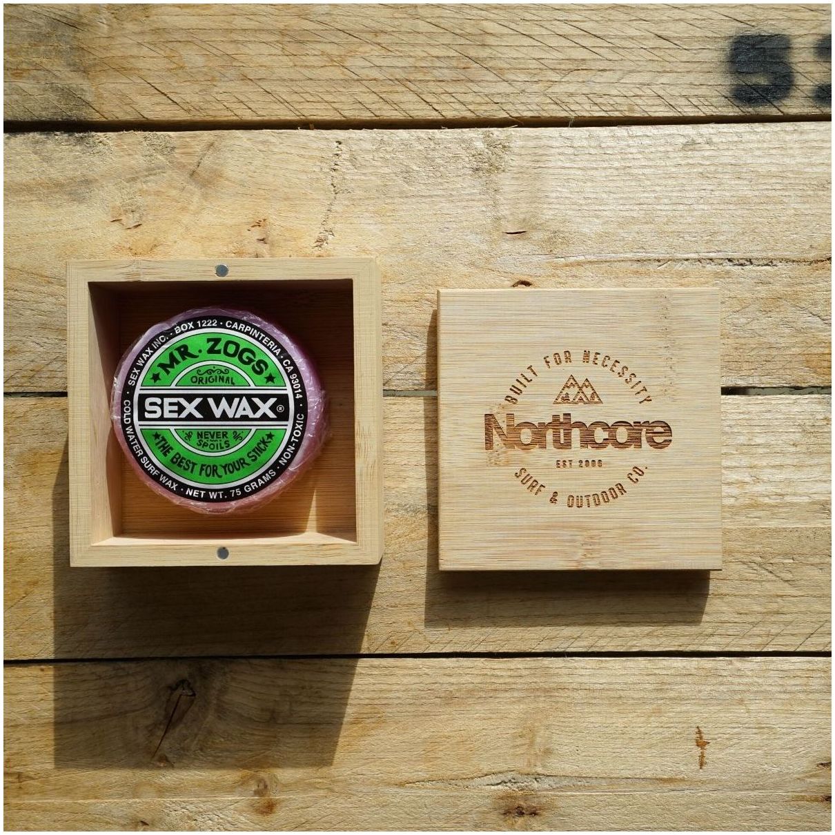 2025 Northcore Bamboo Surf Wax Box NCBSW - Natural